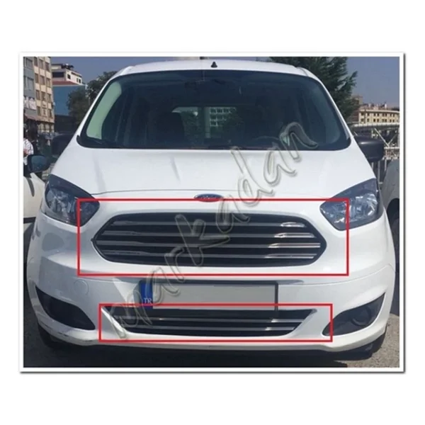 Markadan Ford Tourneo Courier Krom Ön Panjur 2014-2017 Set 6 Parça Paslanmaz Çelik - Görsel 3