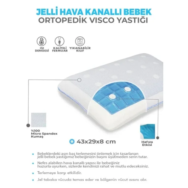 Viscofoam Terletmeyen 43x29 Cm Ortopedik Bebek Yastığı - Görsel 5