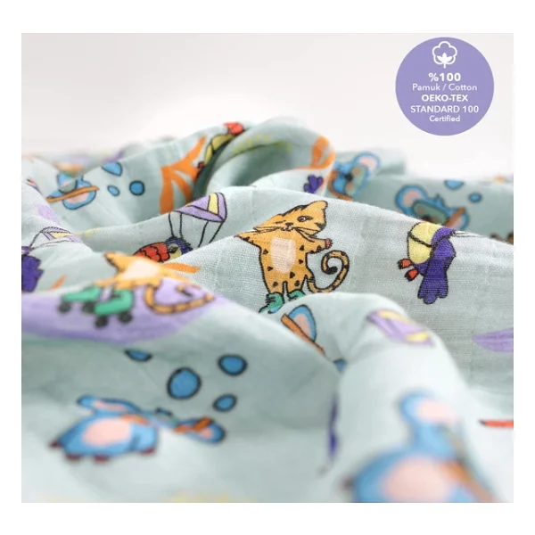 Milk&Moo 2'li Jungle Friends Müslin Örtü 100x130 Cm - Görsel 8