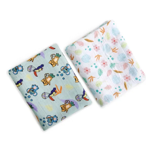 Milk&Moo 2'li Jungle Friends Müslin Örtü 100x130 Cm - Görsel 3