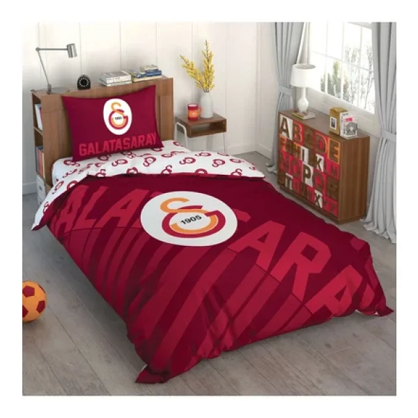 Taç Galatasaray Kırmızı Logo Tek Kişilik Lisanslı Nevresim Takımı - Görsel 3