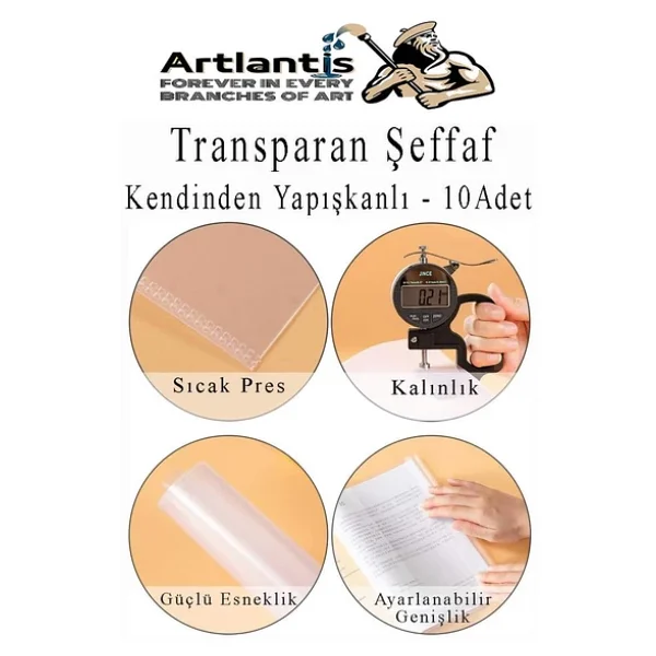 Hazır Kitap Kaplığı Şeffaf Buzlu Kırmızı 10 Adet 1 Paket Cırtlı Ayarlanabilir Kendinde Yapışkanlı Kaplık Okul Sınıf - Görsel 7