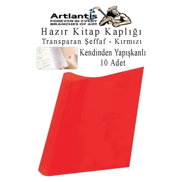 Hazır Kitap Kaplığı Şeffaf Buzlu Kırmızı 10 Adet 1 Paket Cırtlı Ayarlanabilir Kendinde Yapışkanlı Kaplık Okul Sınıf - Görsel 3