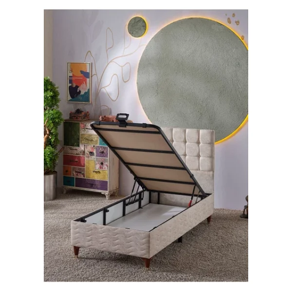 Beehanem Bengü 90x190 Tek Kişilik (Baza Başlık) 2 Li Set (Jeryy Krem) - Görsel 2