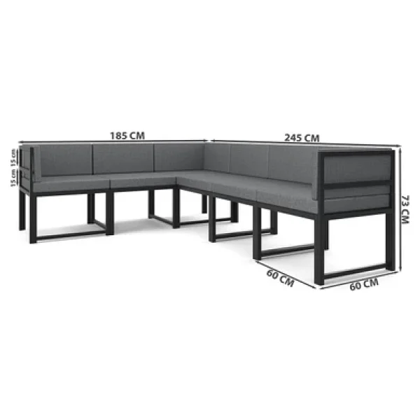 Wood House Parla 6'lı Köşe Koltuk Takımı Gri (Mutfak,Bahçe,Balkon,Oturma Odası) - Görsel 7