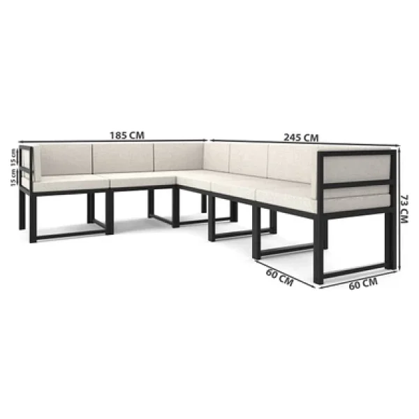 Wood House Parla 6'lı Köşe Koltuk Takımı Bej (Mutfak,Bahçe,Balkon,Oturma Odası) - Görsel 7