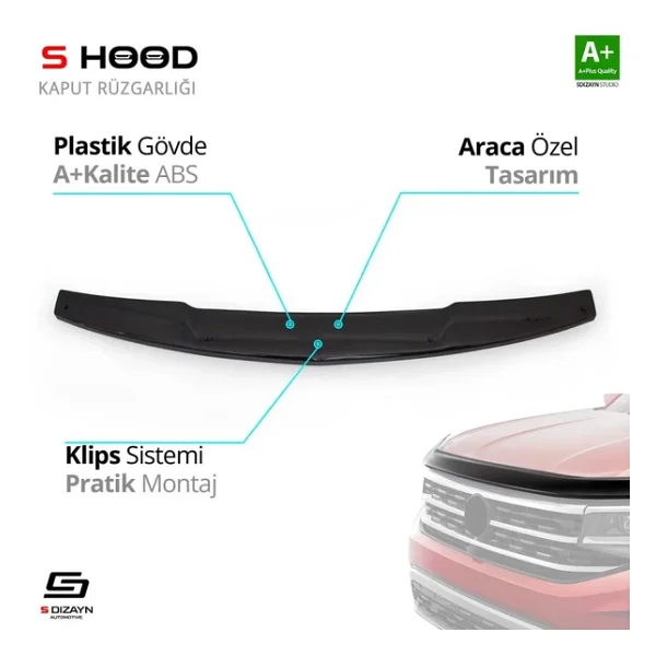 S-Dizayn Mitsubishi Uyumlu L200 Abs Plastik Kaput Rüzgarlığı 2007-2015 A+Kalite Parça - Görsel 3