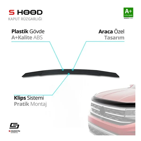 Kswagen Tiguan Abs Plastik Kaput Rüzgarlığı 2016 Üzeri A+Kalite - Görsel 3