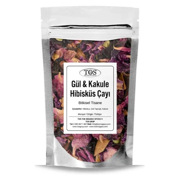 Gül & Kakule ve Hibisküs Çayı (Bitkisel Tisane) 100 gr (1. Kalite)