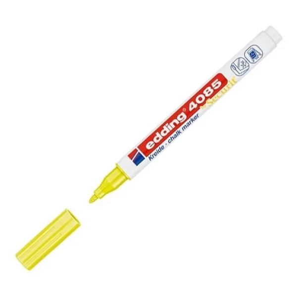 Edding 4085 Kara Tahta Ve Cam İçin 1-2 Mm Yuvarlak Uçlu Likit Tebeşir Kalemi Fosforlu Sarı - Görsel 2