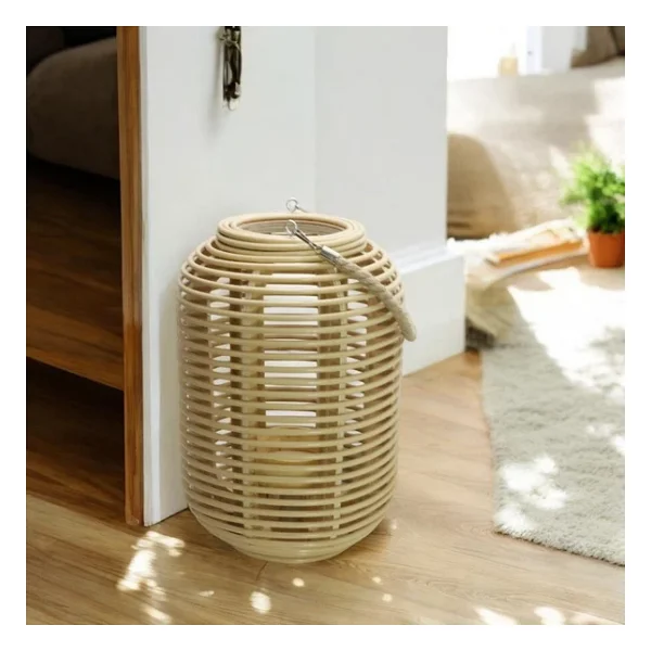 T.Concept Dekoratif Halatlı Rattan Cam Hazneli Mumluk Küçük - Görsel 6