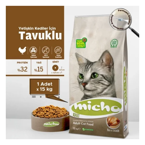 Micho Tavuklu 15 Kg Yetişkin Kedi Maması - Görsel 9