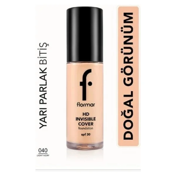 Flormar Invisible Cover HD Yarı Parlak Bitişli Spf 30 30 Ml Likit Fondöten - Görsel 4