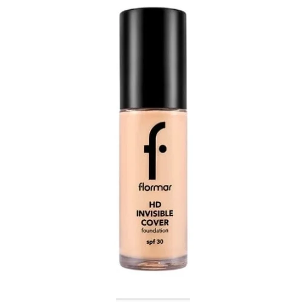 Flormar Invisible Cover HD Yarı Parlak Bitişli Spf 30 30 Ml Likit Fondöten - Görsel 5