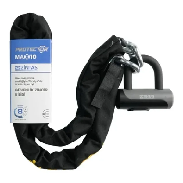 Zintaş Max10 10 Mm 150 Cm Kesilmez Motosiklet Zincir Kilit - Görsel 2