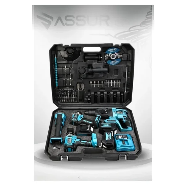 Assur 21v 2.0ah Kömürsüz Darbeli 5'li Set Şarjlı Hilti + Taşlama + Somun Sıkma + Akülü Vidalama + Budama Testeri - Görsel 6
