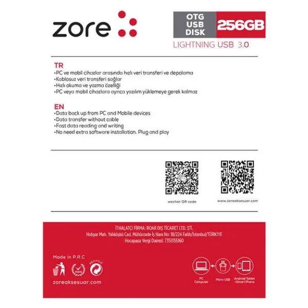 Zore 3.0 Lightning Metal Otg 256 GB - Görsel 3