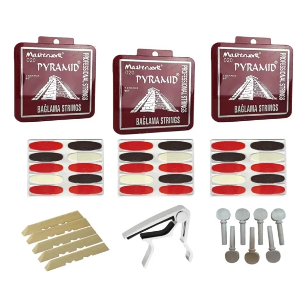 Pyramid 020 Uzun Sap Bağlama Teli Set Halinde Tel Kapo Tezene Burgu Eşik - Görsel 3