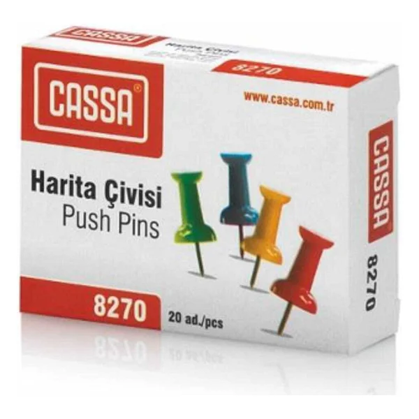 Cassa 8270 20'li Paket Renkli Harita Çivisi - Görsel 4