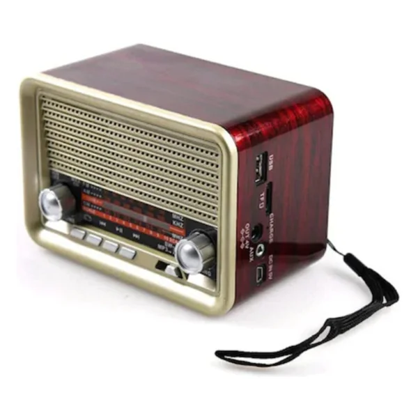 Nns NS-1537BT Bluetooth USB Aux TF Kart Girişli Ahşap Şarjlı Nostaljik Radyo - Görsel 5