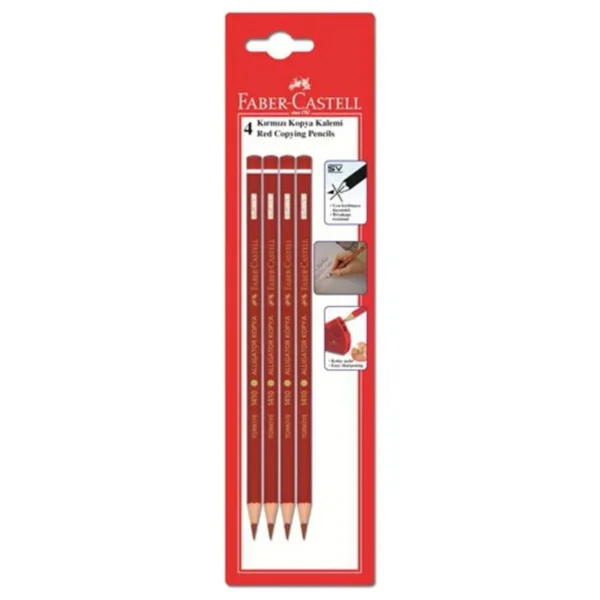 Faber-Castell 4'lü Kırmızı Kopya Kalemi - Görsel 6
