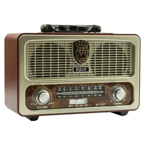 Meier M-111bt USB Sd Destekli Kumandalı Şarjlı Bluetooth Nostaljik Radyo - Görsel 6