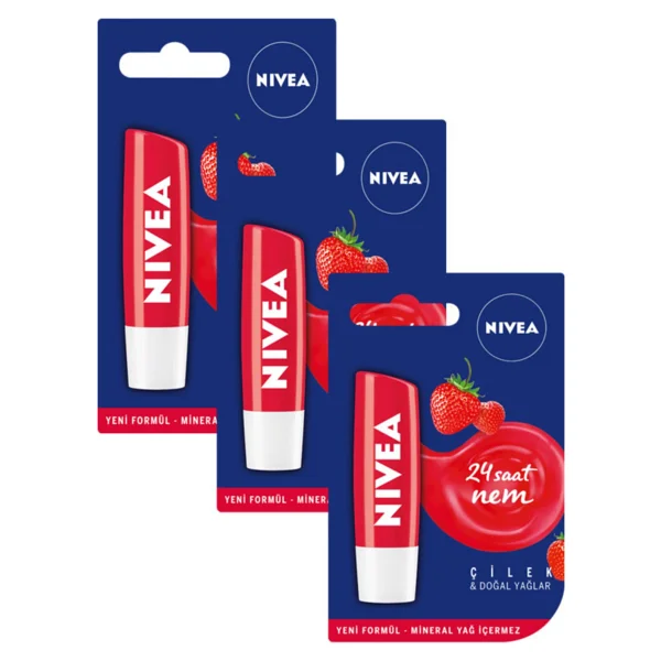Nivea Çilek Dudak Bakım Kremi 4,8 Gr 3 Adet - Görsel 4