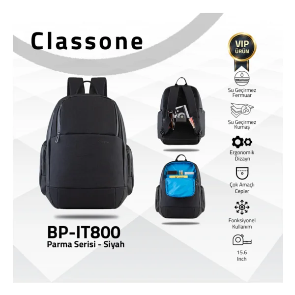 Classone Parma Bp-It800 Siyah 15.6" Laptop Sırt Çantası - Görsel 5