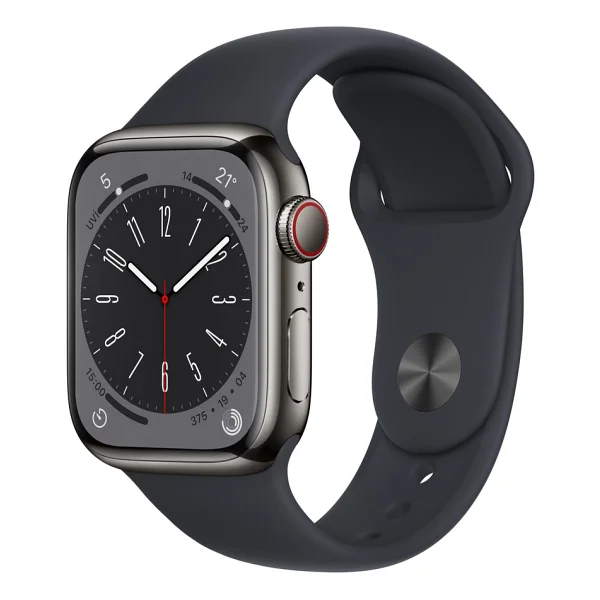 Apple Watch Series 8 GPS + Cellular 41mm Grafit Paslanmaz Çelik Kasa Ve Spor Kordon Akıllı Saat - Görsel 7