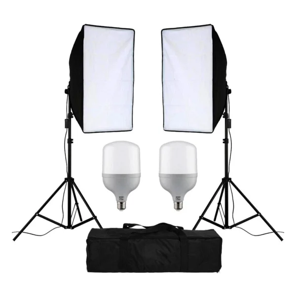 Soligor 50x70 Softbox Güçlü LED Ampullü Youtube Video Ve Fotoğraf 2li Softbox Sürekli Işık - Görsel 3