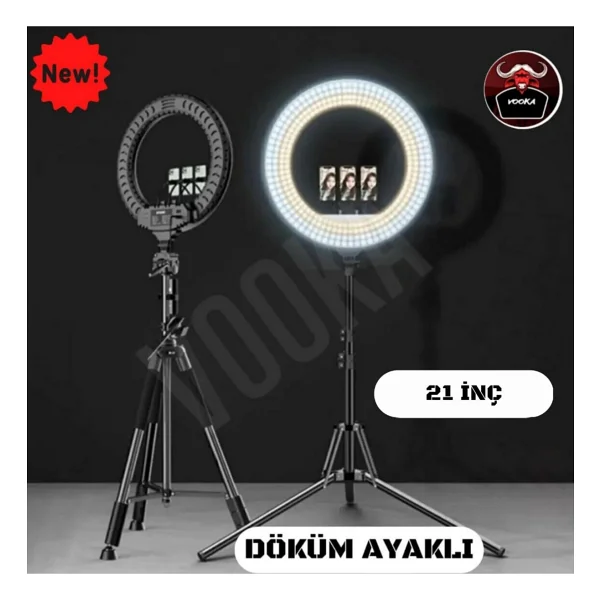 Vooka Vilya Megalüx Döküm Ayaklı Profesyonel Kuaför Makyaj Çekimleri 21ınç 560 LED Kumandalı Ring Lıght - Görsel 3