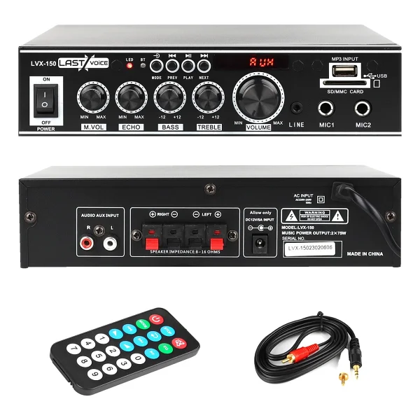 Lastvoice Lvx-150 2x75w Bluetooth Stereo Amplifikatör - Görsel 5