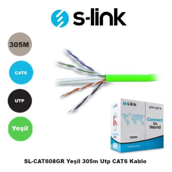 S-Link Sl-Cat608gr Utp 305 M Yeşil Cat6 Network Kablosu - Görsel 4