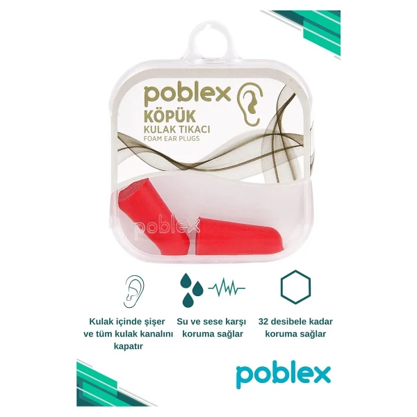 Poblex Köpük Kulak Tıkacı - Kulak Koruyucu Tıpası - Görsel 2