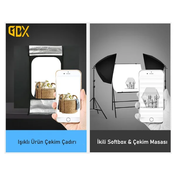 Gdx Pro Iı 40x40 Cm 3 LED Işıklı Ürün Çekim Çadırı - Görsel 5