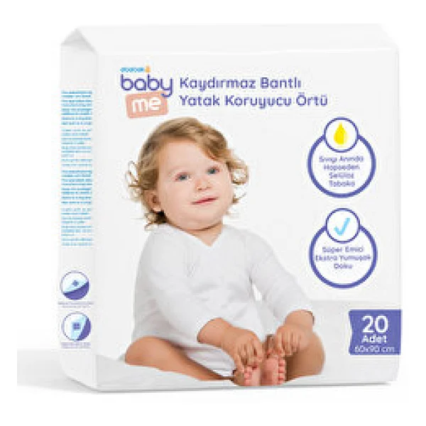 Baby&Me Kaydırmaz Bantlı 60x90 Cm 20'li Yatak Koruyucu Örtü - Görsel 5