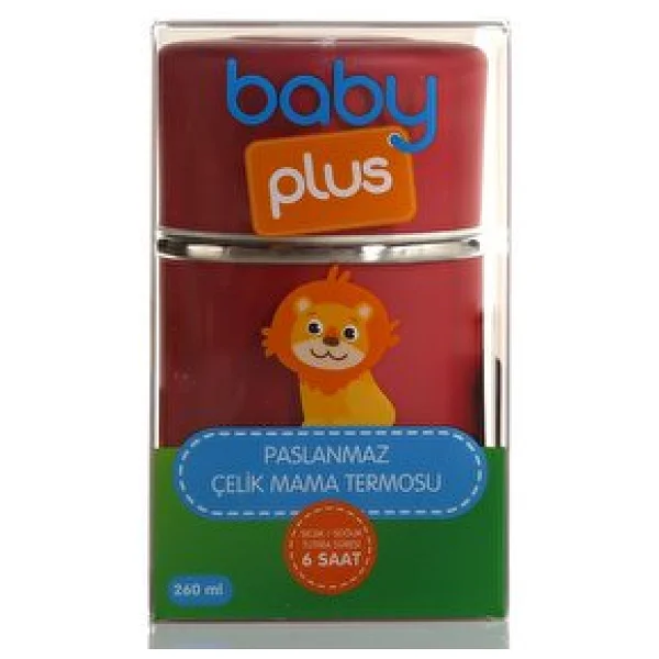 Baby Plus Kırmızı Paslanmaz Çelik Mama Termosu 260 Ml - Görsel 7