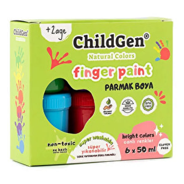 Childgen Süper Yıkanabilir 50 Ml 6'lı Parmak Boya Seti - Görsel 7