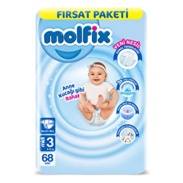Molfix 3 Numara Midi 68'li Bebek Bezi - Görsel 6