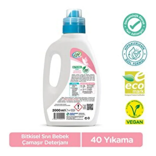 Life By Fakir Baby Bitkisel Sıvı Bebek Çamaşır Deterjanı 2000 Ml - Görsel 2