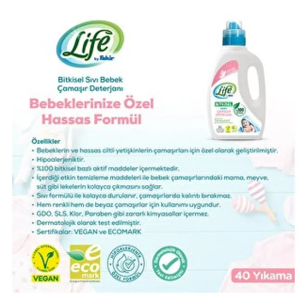 Life By Fakir Baby Bitkisel Sıvı Bebek Çamaşır Deterjanı 2000 Ml - Görsel 5