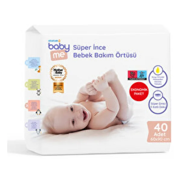 Baby&Me Süper İnce 60x90 Cm 40'lı Bebek Bakım Örtüsü - Görsel 7