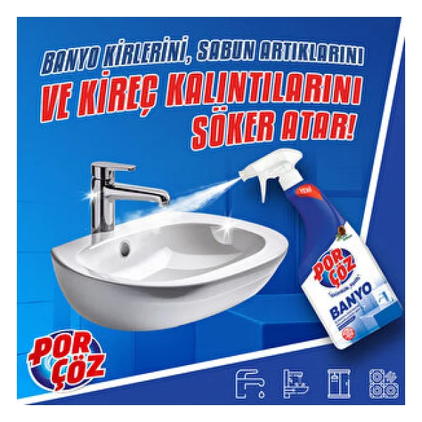 Porçöz Banyo Temizleyici Sprey 750 Ml - Görsel 3