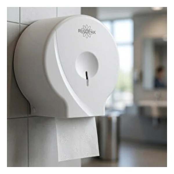 Rulopak Modern Mini Jumbo Şeffaf Beyaz Tuvalet Kağıdı Dispenseri - Görsel 3