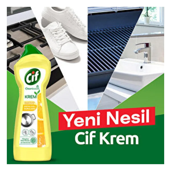 Cif Cleanboost Krem Limon Yüzey Temizleyici 750 Ml - Görsel 3