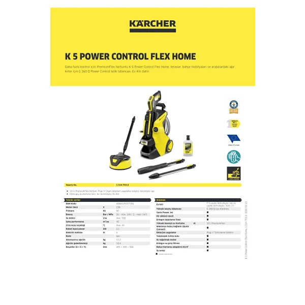 Karcher K 5 Power Control Flex Home&Brush Basınçlı Yıkama Makinesi - Görsel 3