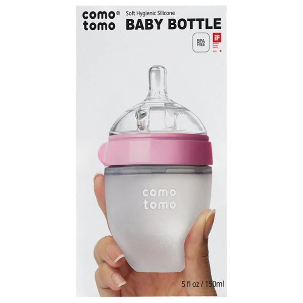 Comotomo Yavaş Akışlı 0-3 Ay Yenidoğan Silikon Biberon 150 Ml Pembe - Görsel 10