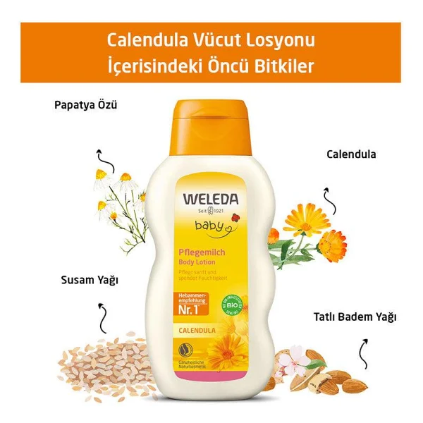 Weleda Baby Calendula Organik 200 Ml Nemlendirici Vücut Losyonu - Görsel 3
