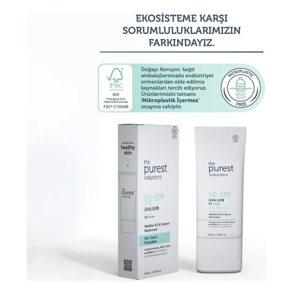 The Purest Solutions Matlaştırıcı Karma ve Yağlı Ciltler için 50 ml 50 Faktör Güneş Kremi - Görsel 3