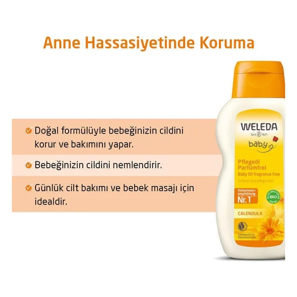 Weleda Calendula Organik Parfümsüz 200 Ml Bebek Yağı - Görsel 3